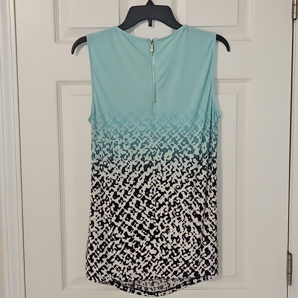 Calvin Klein Sleeveless Blue and Black Patterned Top - Picture 3 of 4